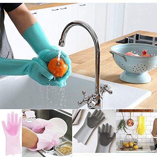 Easy Cleanup Magic: Silicone Scrub Gloves for Dishes, Kitchen, and Bath