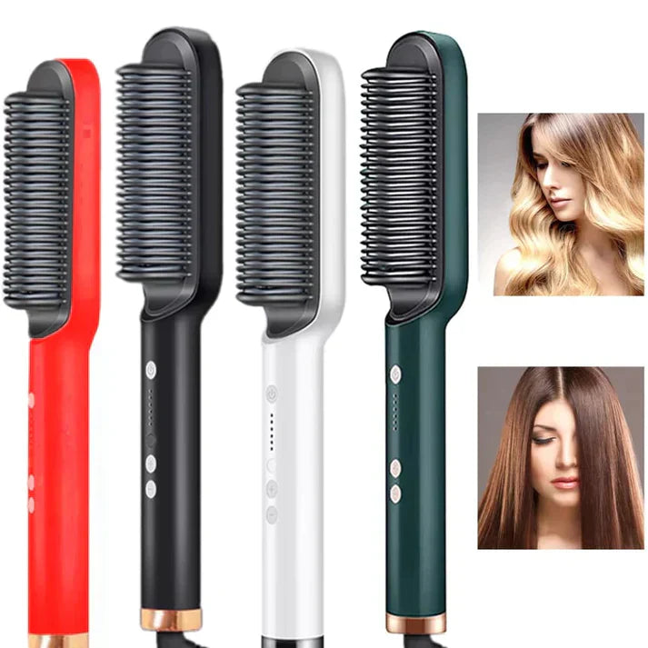 2-in-1 Styling Comb: Effortless Straightening and Curling with E-Comb