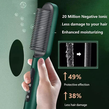 2-in-1 Styling Comb: Effortless Straightening and Curling with E-Comb