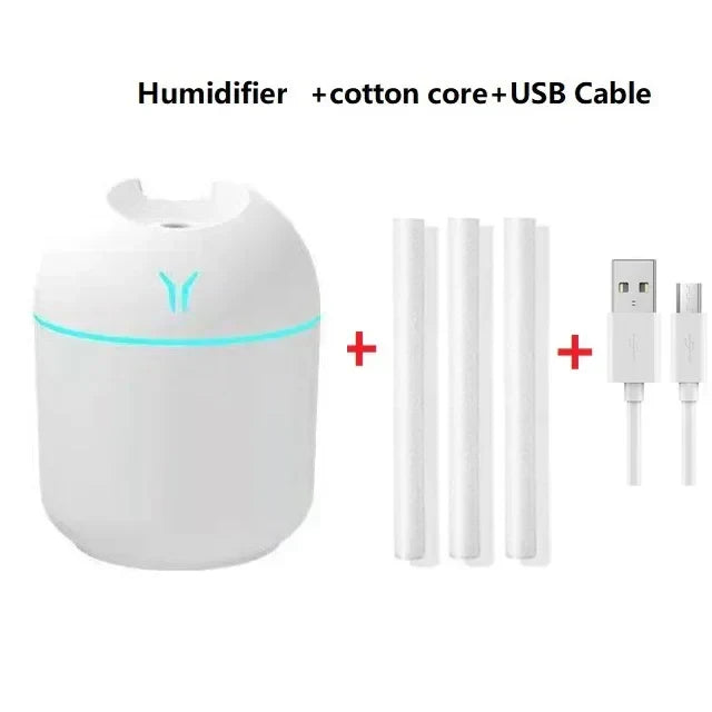 250ml Mini Humidifier: Aromatherapy, Cool Mist, LED, USB, Quiet - Car, Home, Travel